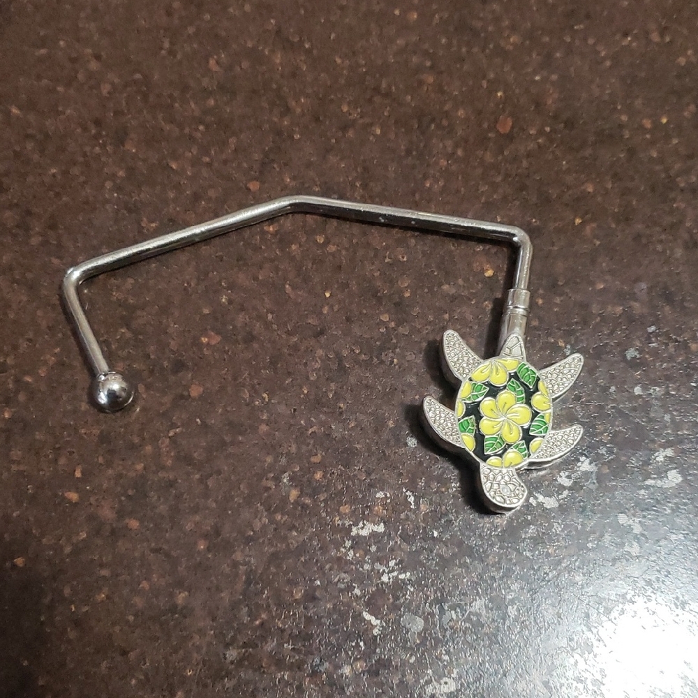 Handbag Holder Turtle Green Blue Yellow Enameled